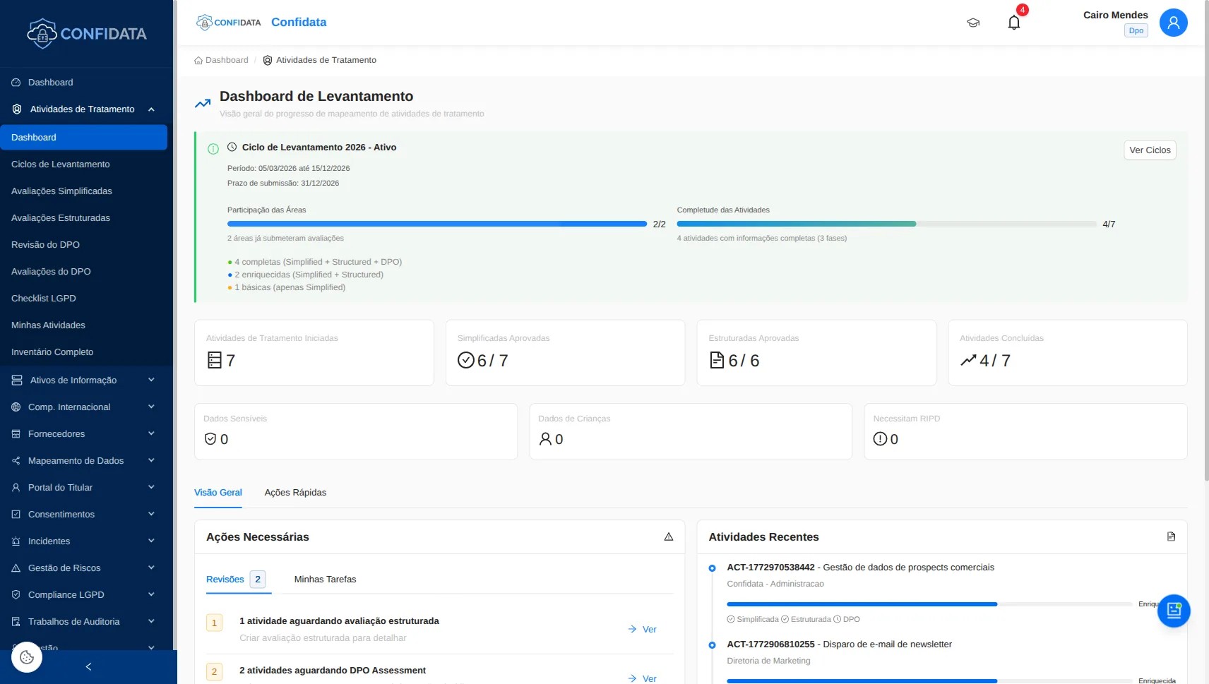 Captura de pantalla del módulo Inventario Ley 21.719 en 3 Fases