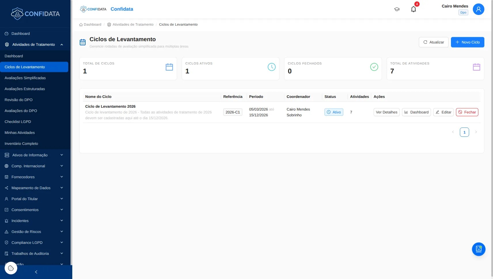 Captura de pantalla del módulo Versionamiento Inteligente (Survey Rounds)